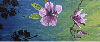 Pink Flowers Painting on Driftwood | Island Art Bocas